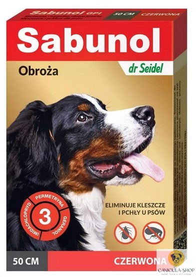 Sabunol GPI Obroża przeciw pchłom dla psa czerwona 50cm Sabunol GPI Obroża przeciw pchłom dla psa czerwona 50cm
