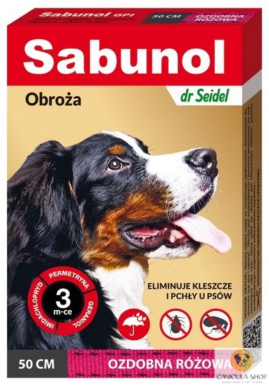 Sabunol GPI Obroża przeciw pchłom dla psa ozdobna różowa 50cm