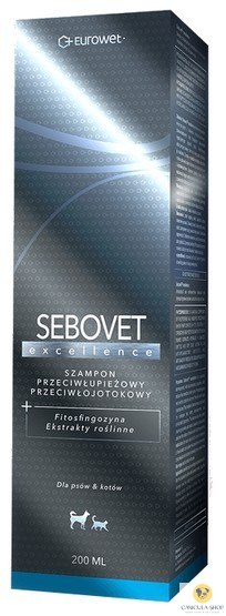 Sebovet Excellence - szampon przeciwłupieżowy i przeciwłojotokowy dla kota i psa 200ml