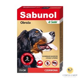 SABUNOL PLUS - obroża ozdobna biobójcza dla psa 75cm czerwona