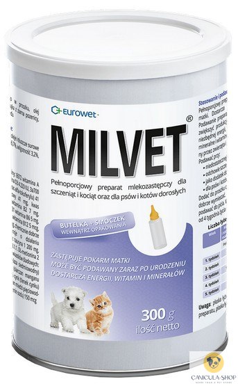 EUROWET Milvet Preparat mlekozastępczy dla szczeniąt i kociąt 300g EUROWET Milvet Preparat mlekozastępczy dla szczeniąt i kociąt 300g