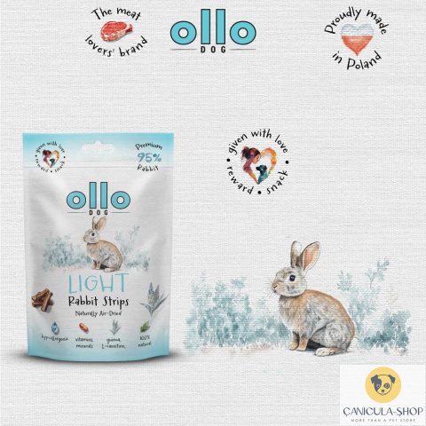 Ollo - Przysmak funkcjonalny dla psa Light Rabbit Strips 80g Ollo - Przysmak funkcjonalny dla psa Light Rabbit Strips 80g