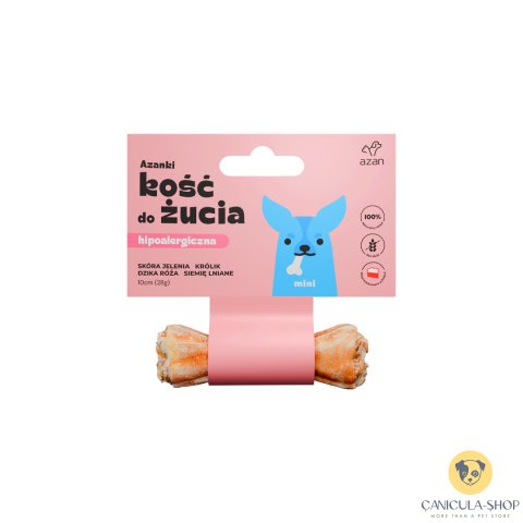 Azanki - Kość do żucia ze skóry końskiej z jagodami goji MINI 10cm Azanki - Kość do żucia ze skóry końskiej z jagodami goji MINI 10cm