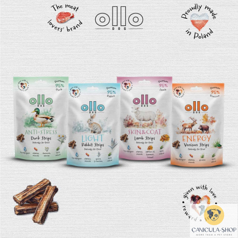 Ollo - Przysmak funkcjonalny dla psa Energy Venision Strips 80g Ollo - Przysmak funkcjonalny dla psa Energy Venision Strips 80g